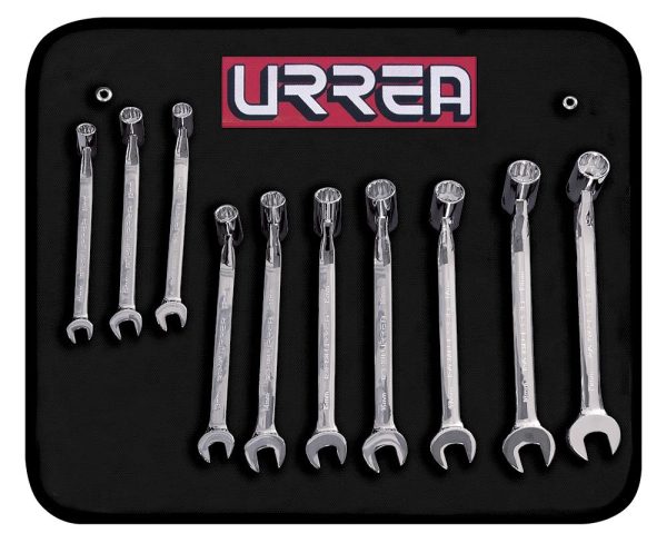10-Piece Set 12-point Metric Flexible Head Open End Wrench Includes Soft Case