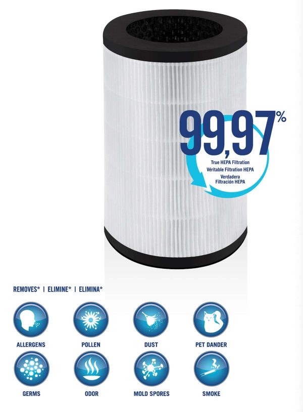 HOMEDICS 3-Speed Ionic White HEPA Air Purifier ENERGY STAR (Covers: 266-sq ft) - Image 7