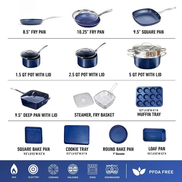 GraniteStone Diamond 23.4-in Aluminum Cookware Set with Lid - Image 2