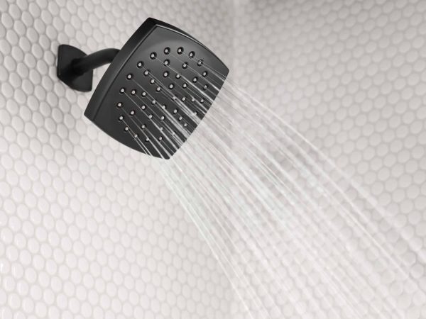 Lindor Shower Head, Handle, and Tub Spout, Matte Black 1-handle Single Function Square Bathtub and Shower Faucet - Image 5