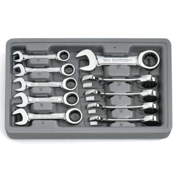 10-Piece Set 12-point Metric Ratchet Wrench