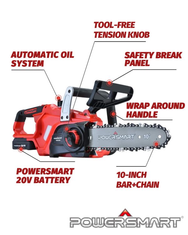 PS76120A 10 inch 20 V Cordless Chain Saw - Image 2