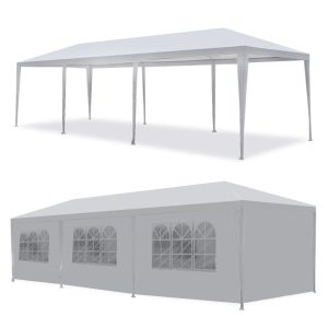 ZenSports 10x30FT Outdoor Party Tent Gazebo Wedding Canopy Tent, Heavy-Duty Steel Waterproof UV Protection White