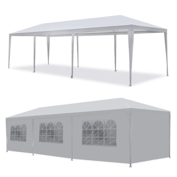 ZenSports 10x30FT Outdoor Party Tent Gazebo Wedding Canopy Tent, Heavy-Duty Steel Waterproof UV Protection White