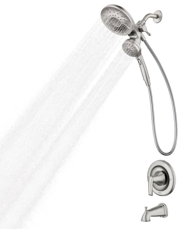 Magnetix Graeden Handheld and Shower Head Combo Spot Resist Brushed Nickel 1-handle Multi-head Round Bathtub and Shower Faucet Valve Included - Image 3