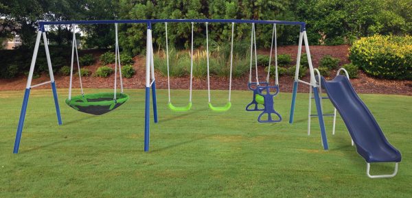 XDP Recreation All-Star Playground Metal Swing Set.  Featuring Wave Slide, Space Rider, Swings, and Super Disc Swing - Image 8