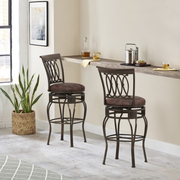 Hillsdale Furniture Montello 32.5  Metal Upholstered Swivel Bar Height Stool, Old Steel - Image 4