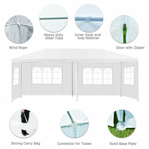 10 x20  Canopy Tent Heavy Duty Wedding Party Tent 6 Sidewalls W/Carry Bag - Image 9
