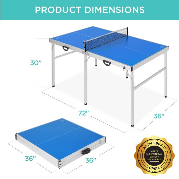 Best Choice Products 6x3ft Portable Ping Pong Table Game Set, Folding Indoor Outdoor Table Tennis w/ 2 Paddles, Balls - Image 7