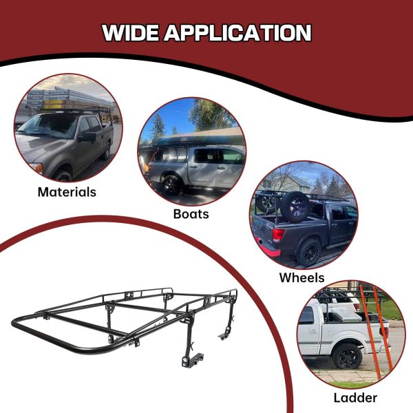Kojem Universal Kayak Lumber Rack 1000 LBS Adjustable Truck Bed Rack Contractors Ladder Pickup Side Bar Long Cab Over-Cab - Image 7