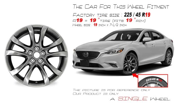 19  19 7.5  Automotive Rim New Single Wheel for Mazda 6 2014   2017 Dark Hyper Silver OEM Quality Replacement - Image 2
