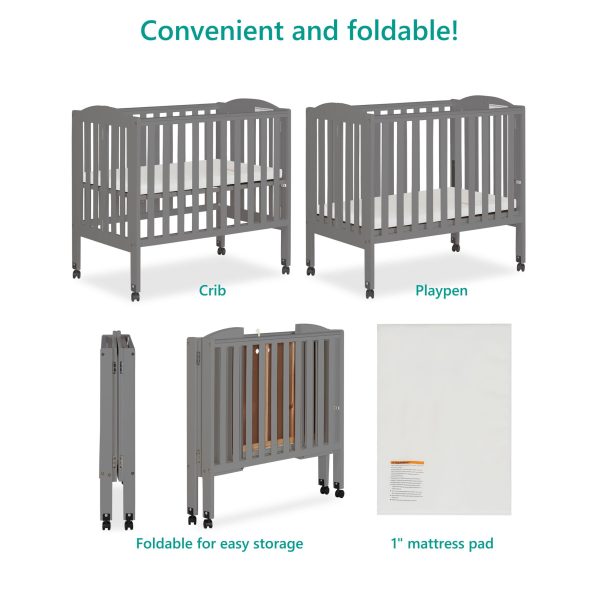 , 2-in-1 Folding Crib in Storm Grey - Image 6