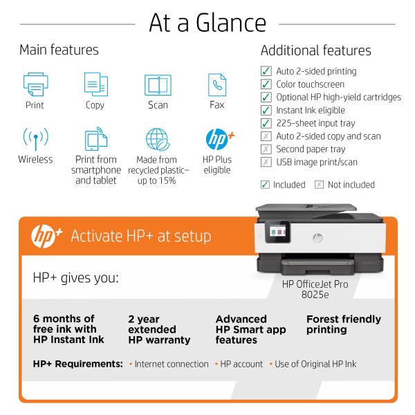 Office 8025e All-in-One Wireless Color Inkjet Printer   6 months free Instant Ink with + - Image 4