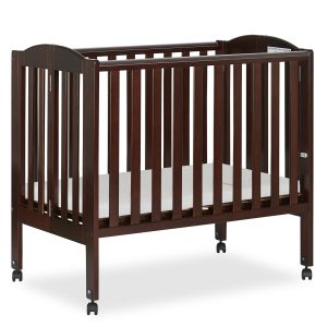 , 2 in 1 Folding Portable Crib Espresso