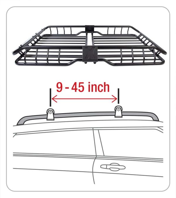Tyger Auto TG-RK1B942B Heavy Duty Roof Mounted Cargo Basket Rack | L57.5  x W41.7  x H6.3 - Image 2