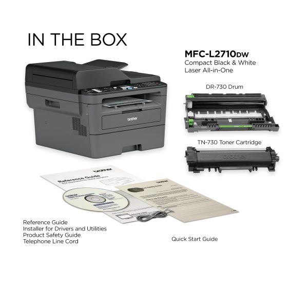 MFC-L2710DW Monochrome Laser All-in-One Desktop Printer, Duplex Printing, Wireless Connectivity - Image 2