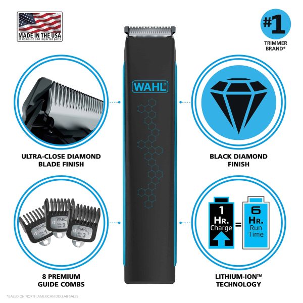 Wahl Diamond Edge Lithium-Ion Cordless Beard Trimmer Kit, Men, 12pc, Black   9886-600 - Image 8