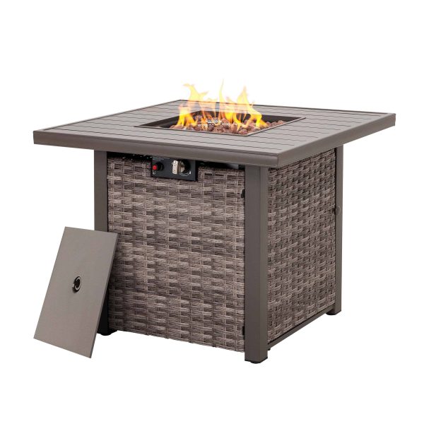 31.89-in W 50000-BTU Dark Brown Tabletop Aluminum Propane Gas Fire Pit Table - Image 9