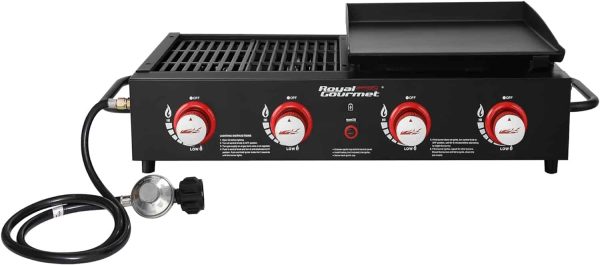 GD4002T Tailgater Tabletop Gas Grill Griddle, 4-Burner Portable Propane Grill Griddle Combo, 40 000 BTU, Black - Image 2