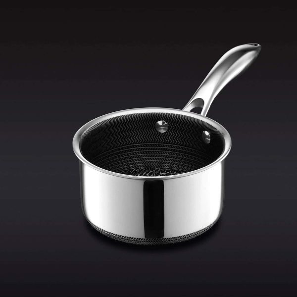 HexClad 1 Quart Hybrid Stainless Steel Pot with Glass Lid - Image 2