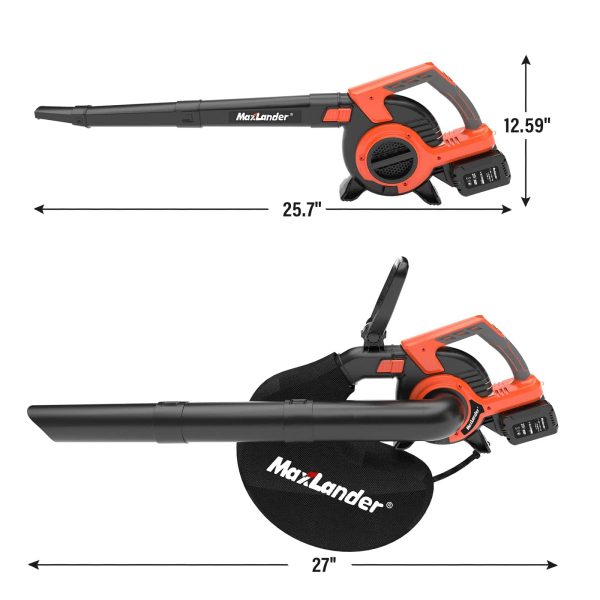 MAXLANDER 3 in 1 Cordless Leaf Blower   Vacuum with Bag, Brushless Battery Powered Leaf Vacuum Mulcher 40V 170MPH 360CFM 5 Speeds - Image 2