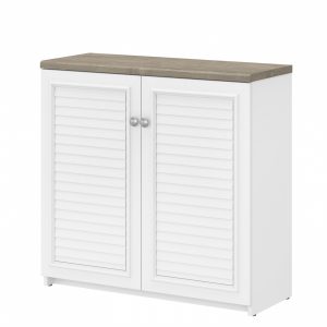 Furniture Fairview Accent Cabinet with Doors and Shelves, Modern Sideboard Buffet for Home Office, Shiplap Gray/Pure White