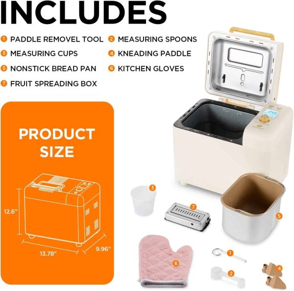 Neretva Bread Maker: 15-in-1 Automatic! Gluten-Free, Pizza Dough   More - Image 2