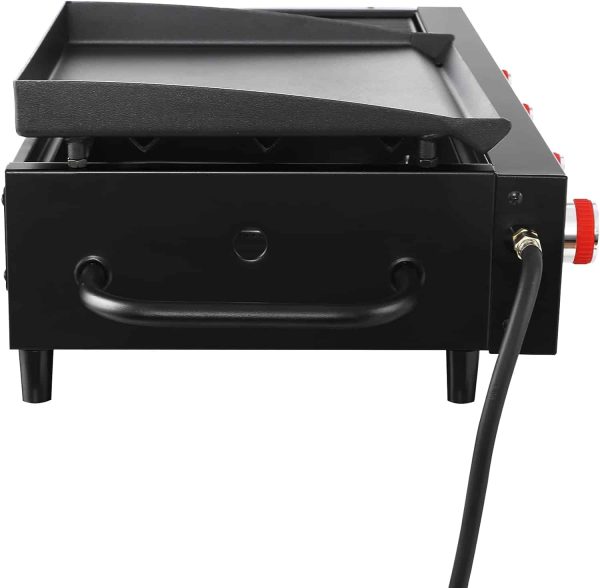 GD4002T Tailgater Tabletop Gas Grill Griddle, 4-Burner Portable Propane Grill Griddle Combo, 40 000 BTU, Black - Image 3