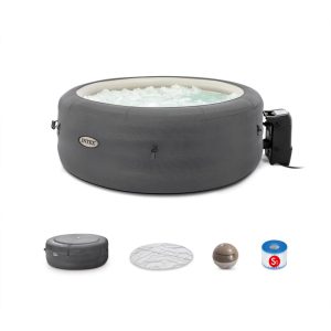 INTEX 28483E SimpleSpa Bubble Massage Spa- 4 Person Capacity – Built-in QuickFill Inflation   77  x 26