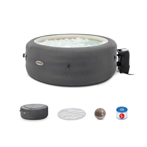 INTEX 28483E SimpleSpa Bubble Massage Spa- 4 Person Capacity – Built-in QuickFill Inflation   77  x 26