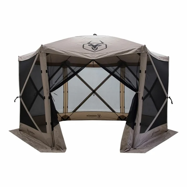 Gazelle Gazelle G6 12ft x 12ft 6-Sided Pop Up Portable 8 Person Gazebo Tent, Desert Sand