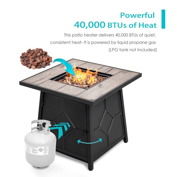 27.95-in W 40000-BTU Black Tabletop Iron Propane Gas Fire Pit Table - Image 5