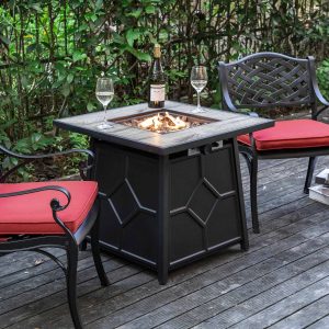 27.95-in W 40000-BTU Black Tabletop Iron Propane Gas Fire Pit Table