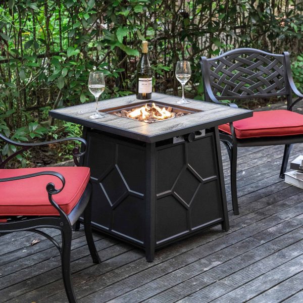 27.95-in W 40000-BTU Black Tabletop Iron Propane Gas Fire Pit Table