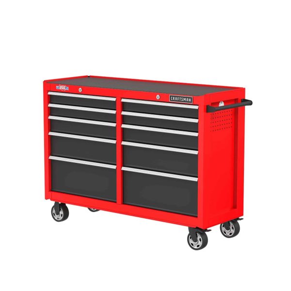 CMST98273RB 2000 Series 52-in W x 37.5-in H 10-Drawer Steel Rolling Tool Cabinet (Red)