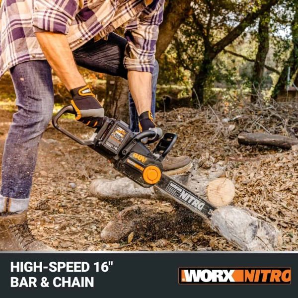 WORX NITRO POWER SHARE 40-volt 16-in Brushless Battery 4 Ah Chainsaw (Battery and Charger Included) - Image 5