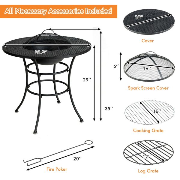 Goplus 31.5-in W-BTU Black Portable Tabletop Steel Natural Gas Fire Pit Table - Image 7