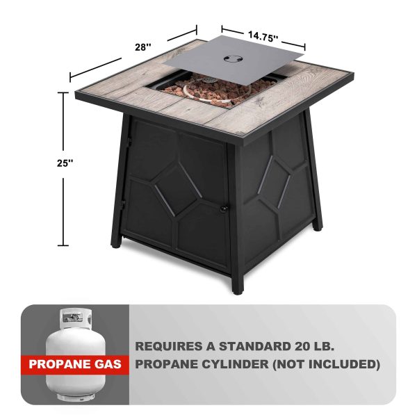 27.95-in W 40000-BTU Black Tabletop Iron Propane Gas Fire Pit Table - Image 8