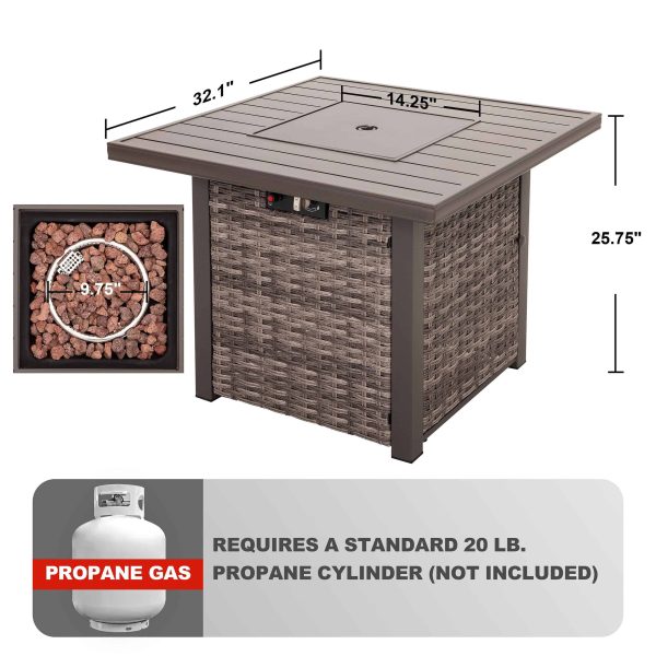 31.89-in W 50000-BTU Dark Brown Tabletop Aluminum Propane Gas Fire Pit Table - Image 11