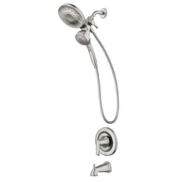 Magnetix Graeden Handheld and Shower Head Combo Spot Resist Brushed Nickel 1-handle Multi-head Round Bathtub and Shower Faucet Valve Included