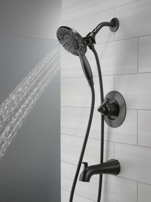 Arvo Matte Black 1-handle Multi-function Round Bathtub and Shower Faucet Valve Included - Image 7