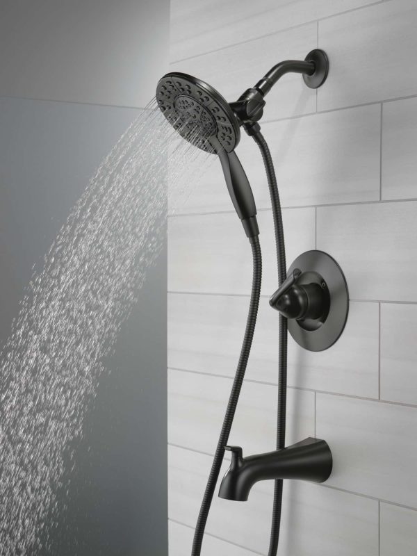 Arvo Matte Black 1-handle Multi-function Round Bathtub and Shower Faucet Valve Included - Image 15