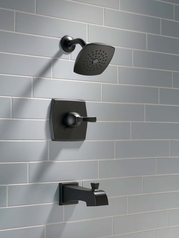 Flynn Matte Black 1-handle Single Function Round Bathtub and Shower Faucet Valve Included - Image 7