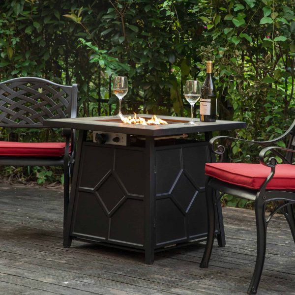 27.95-in W 40000-BTU Black Tabletop Iron Propane Gas Fire Pit Table - Image 10