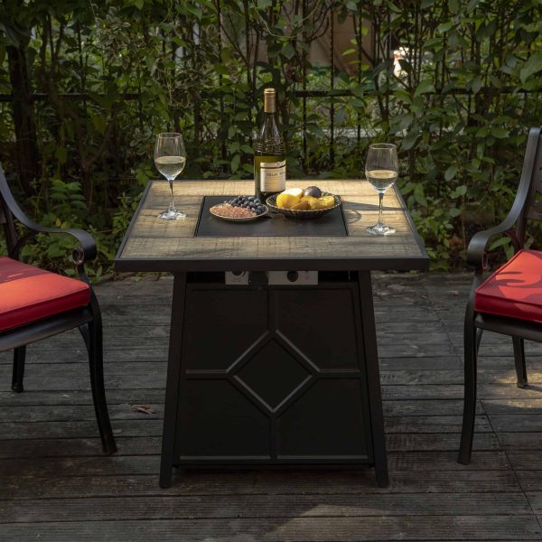 27.95-in W 40000-BTU Black Tabletop Iron Propane Gas Fire Pit Table - Image 4