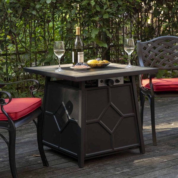 27.95-in W 40000-BTU Black Tabletop Iron Propane Gas Fire Pit Table - Image 3