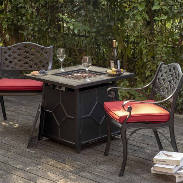 27.95-in W 40000-BTU Black Tabletop Iron Propane Gas Fire Pit Table - Image 12