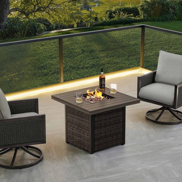31.89-in W 50000-BTU Dark Brown Tabletop Aluminum Propane Gas Fire Pit Table - Image 2