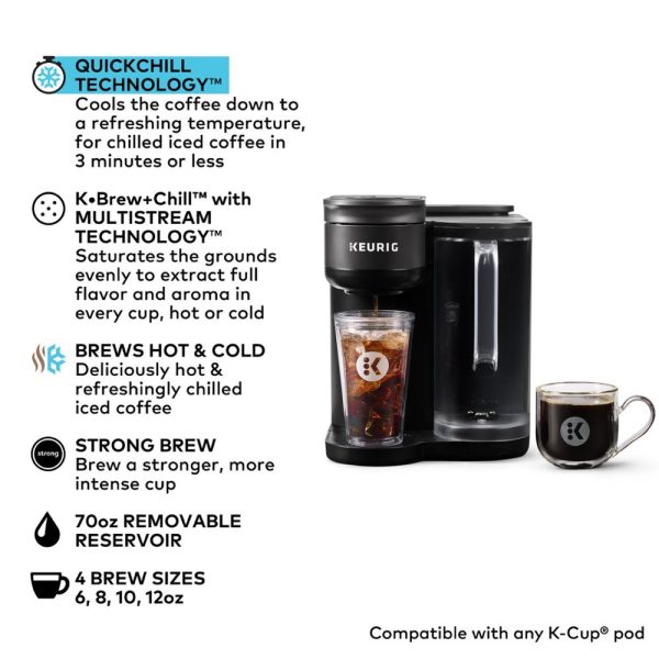 K-Brew+Chill Iced or Hot Single-Serve K-Cup Coffee Maker with MultiStream and QuickChill Technology, 70oz. Removable Reservoir - Image 6