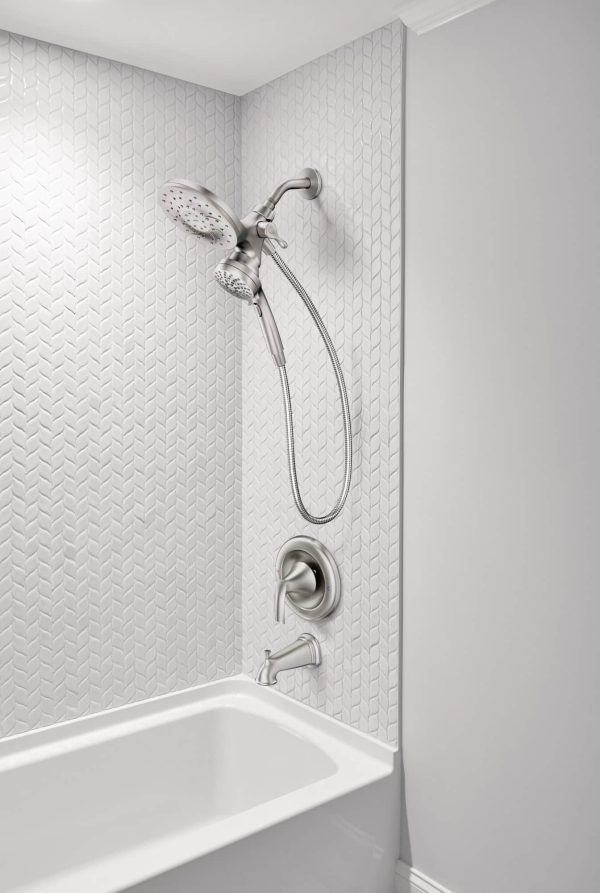 Magnetix Graeden Handheld and Shower Head Combo Spot Resist Brushed Nickel 1-handle Multi-head Round Bathtub and Shower Faucet Valve Included - Image 7
